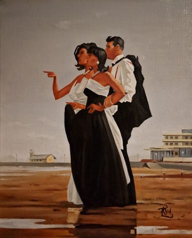 "Pastiche of The Missing Man by Jack Vettriano" Oil Painting