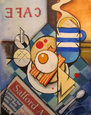 "Bacon and Egg Roll" Mixed Media Picture