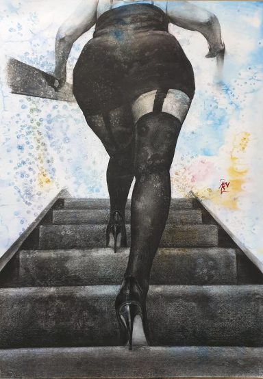 "Electromechanical Systems of Bipedal Elevation in Domestic, Commercial and Public Structured Environments" Charcoal Picture