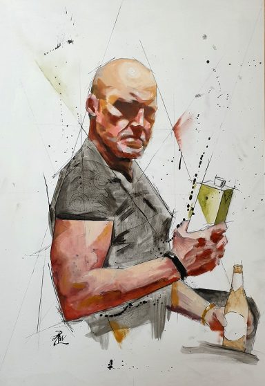 "Self portrait (Milk and Alcohol)" "Self portrait (Milk and Alcohol)" - Oil & Ink
