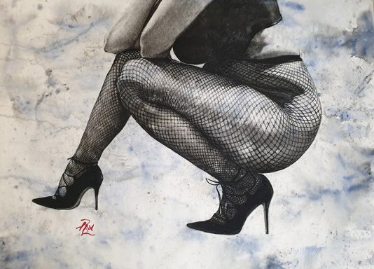 "The Optical Characterisation of Fishnet Structures on a Curved Object" Charcoal Picture