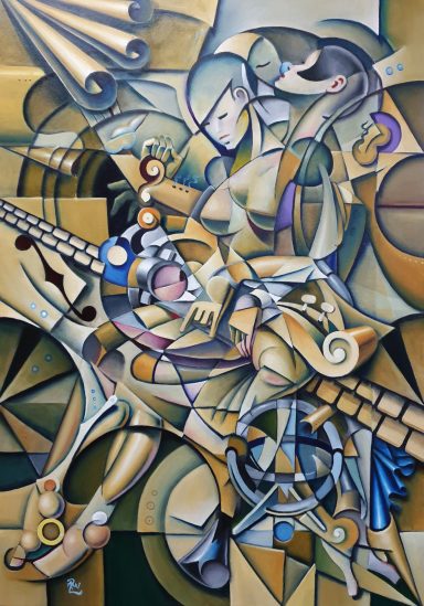 "Woman with Hurdy Gurdy" "Woman with Hurdy Gurdy" - Oil Painting