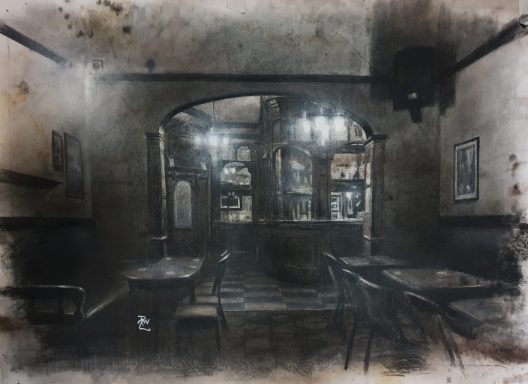 "The Bar at the Lamb Hotel, Eccles" Charcoal Picture