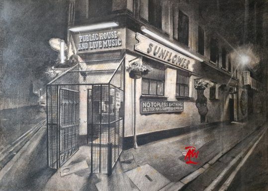 “The Sunflower, Belfast” Charcoal Picture